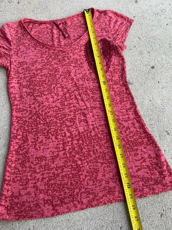 Y2k/Emo Pink Affliction Style Mesh Wings Tee - Picture 6 of 7